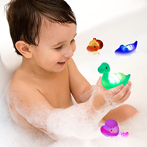 Jofan 6 Pack Prefilled Jumbo Plastic Easter Eggs with Light Up Dinosaur Bath Toys Inside for Kids Boys Girls Toddlers Easter Basket Stuffers Gifts Party Favors from Jofan