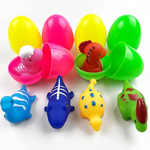 Jofan 6 Pack Prefilled Jumbo Plastic Easter Eggs with Light Up Dinosaur Bath Toys Inside for Kids Boys Girls Toddlers Easter Basket Stuffers Gifts Party Favors from Jofan
