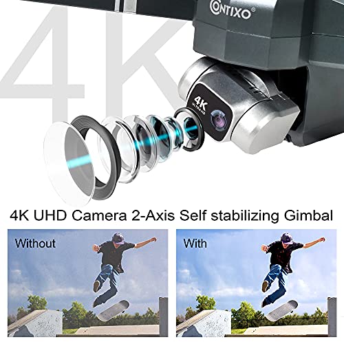 Contixo F35 GPS Drone with 4K UHD Camera 2-Axis Self stabilizing Gimbal 5G WiFi FPV RC Quadcopter Brushless Drone for Adults, Bonus 64GB SD Card Carrying Case by Contixo