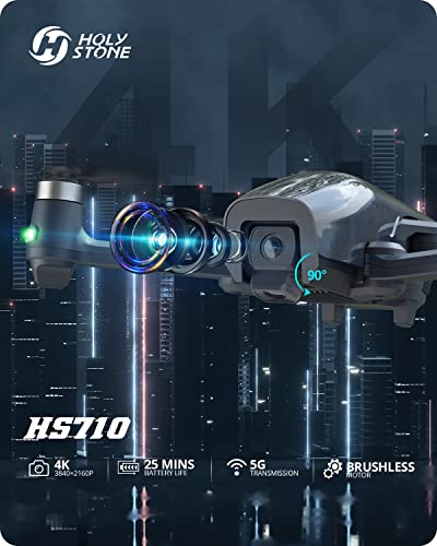 Holy Stone HS710 Drones with Camera for Adults 4K, GPS FPV Foldable 5G Quadcopter for Beginners with Optical Flow Positioning, Auto Return Home, Follow Me, Brushless Motor, 50 Mins Long Flight Time by Holy Stone