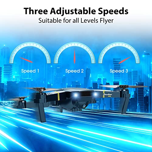 Drone with Camera for Adults, Foldable RC Quadcopter Kids Toys, 1080P HD FPV Video Drone for Beginners, 2 Batteries,Carrying Case,One Key Start,Altitude Hold,Headless Mode,Waypoints Function,3D Flips by MOCVOO