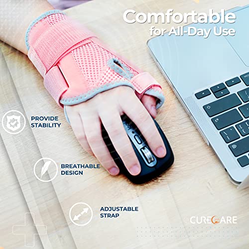 2022 New Upgraded Thumb Splint for Right & Left Hand, Reversible Thumb Brace for Arthritis Pain And Support, Thumb Stabilizer for Sprains, Tendonitis Relief, One Size Fits Any Hand (Pink) by CURECARE