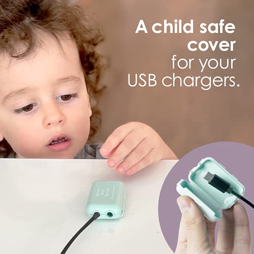 Geddy's Mom, Watch Your Mouth, Child-Safe USB Charger Safety Cover, Baby Proofing Power Outlet Cover, Toddler Safety Device, Electrical Protector (3 Pack, White) by Geddy's Mom