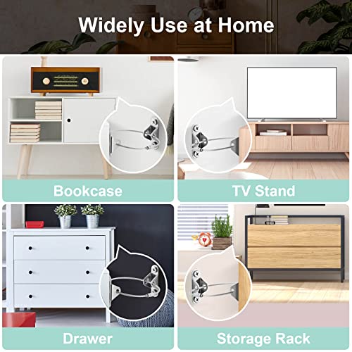 10 Pcs Furniture Anchors(Baby Proofing), Anti-Tip Metal Baby Furniture Straps, Pet/Child/Baby Protecting, Baby Safety Wall Anchor, for Cabinet, Wardrobe, Drawers, Dresser, Bookshelf(400lbs Tension) by CICICO