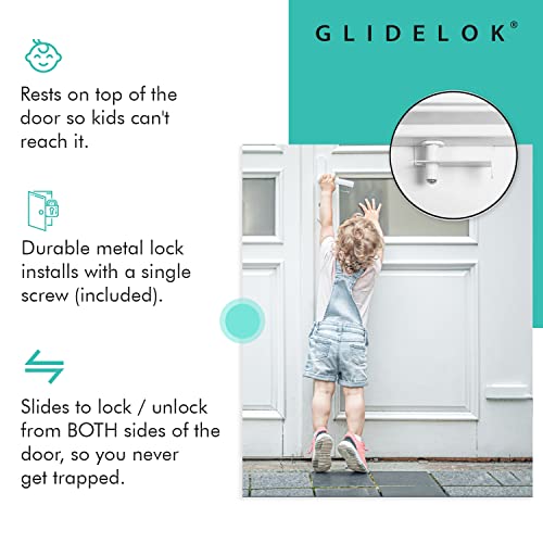 1 Pack â GlideLok Top of Door Child Safety Lock for Interior & Exterior Doors | Lock & Unlock from Both Sides | Durable Metal Door Lock for Kids Safety by Predictable Solutions