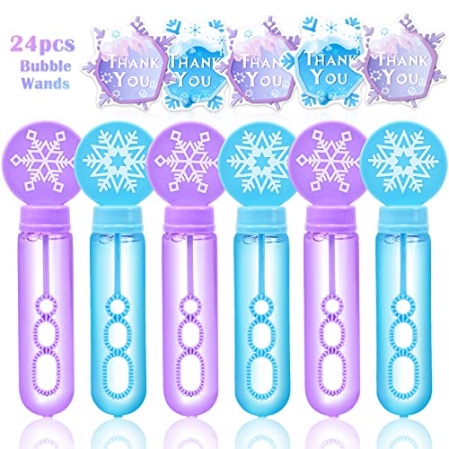 Winrayk 24Pcs Frozen Bubble Wands for Kids Bubbles Party Favors Mini Bubbles Bulk Valentines Day Easter Prize Goodie Bag Stuffers Frozen Birthday Party Supplies Frozen Party Favors (with 24 Gift Card) by Winrayk