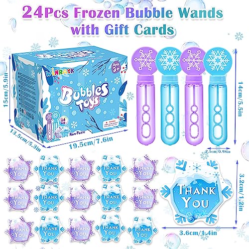 Winrayk 24Pcs Frozen Bubble Wands for Kids Bubbles Party Favors Mini Bubbles Bulk Valentines Day Easter Prize Goodie Bag Stuffers Frozen Birthday Party Supplies Frozen Party Favors (with 24 Gift Card) by Winrayk