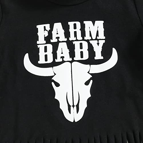 Western Baby Girl Clothes Short Sleeve Letter Print T-Shirt Tops Cow Print Shorts Boho Baby Girl Summer Clothes (Black White, 6-12 Months) from Muasaaluxi