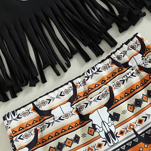 Western Baby Girl Clothes Short Sleeve Letter Print T-Shirt Tops Cow Print Shorts Boho Baby Girl Summer Clothes (Black White, 6-12 Months) from Muasaaluxi