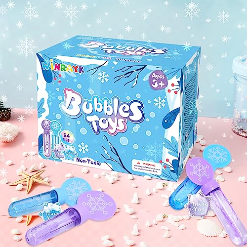 Winrayk 24Pcs Frozen Bubble Wands for Kids Bubbles Party Favors Mini Bubbles Bulk Valentines Day Easter Prize Goodie Bag Stuffers Frozen Birthday Party Supplies Frozen Party Favors (with 24 Gift Card) by Winrayk