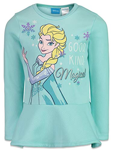 Disney Frozen Elsa Little Girls Fleece Long Sleeve Graphic T-Shirt and Leggings Outfit Set Turquoise/Blue 7 from 