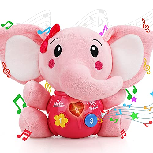 STEAM Life Plush Elephant Baby Toys - Newborn Baby Musical Toys for Baby 0 to 36 Months - Light Up Baby Toys for Infants Babies Boys Girls Toddlers Baby Gifts 0 3 6 9 12 Month Pink from STEAM Life