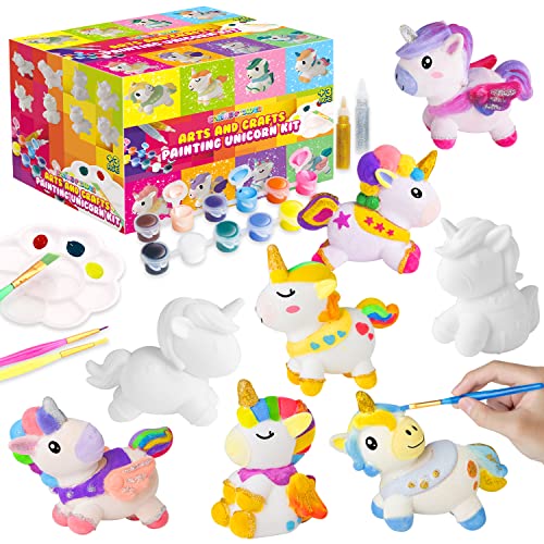 SpringFlower Unicorn Gift Toys for 3 4 5 6 7 8 Years Old Girls - Unicorn Arts and Crafts Painting kit Including 8 Cute Looking Unicorn Figures, DIY Creative Toy Gift for Kids by SpringFlower