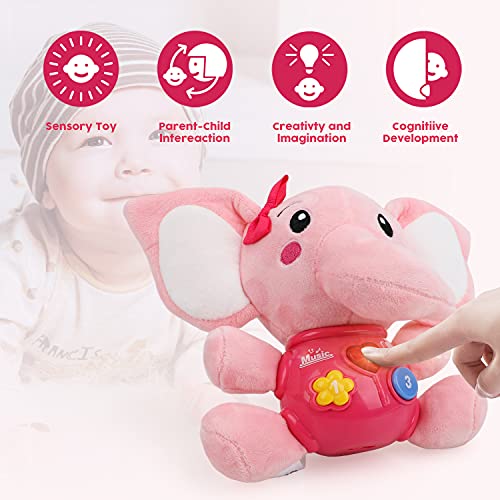 STEAM Life Plush Elephant Baby Toys - Newborn Baby Musical Toys for Baby 0 to 36 Months - Light Up Baby Toys for Infants Babies Boys Girls Toddlers Baby Gifts 0 3 6 9 12 Month Pink from STEAM Life
