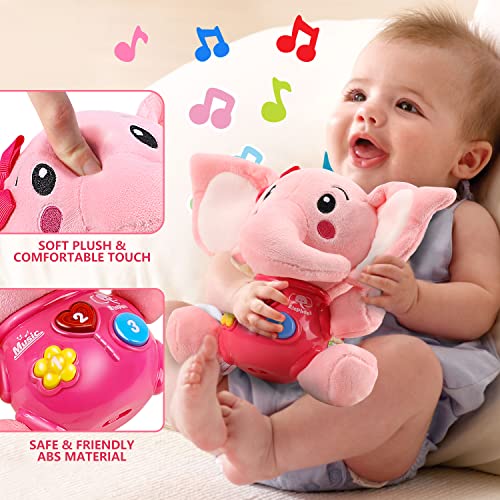 STEAM Life Plush Elephant Baby Toys - Newborn Baby Musical Toys for Baby 0 to 36 Months - Light Up Baby Toys for Infants Babies Boys Girls Toddlers Baby Gifts 0 3 6 9 12 Month Pink from STEAM Life