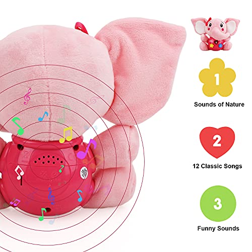 STEAM Life Plush Elephant Baby Toys - Newborn Baby Musical Toys for Baby 0 to 36 Months - Light Up Baby Toys for Infants Babies Boys Girls Toddlers Baby Gifts 0 3 6 9 12 Month Pink from STEAM Life