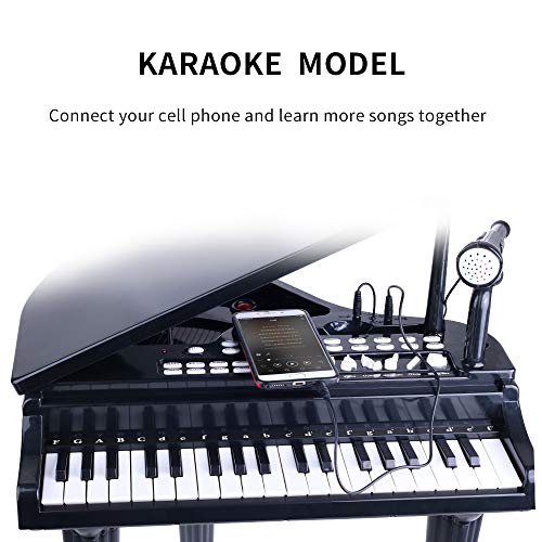 BAOLI 37 Keys Toddler Piano Toy Keyboard Black for Kids Birthday Gift 3 4 5 6 Years Old Kids with Microphone Stool Electronic Keyboard Multifunctional Toy Piano from BAOLI