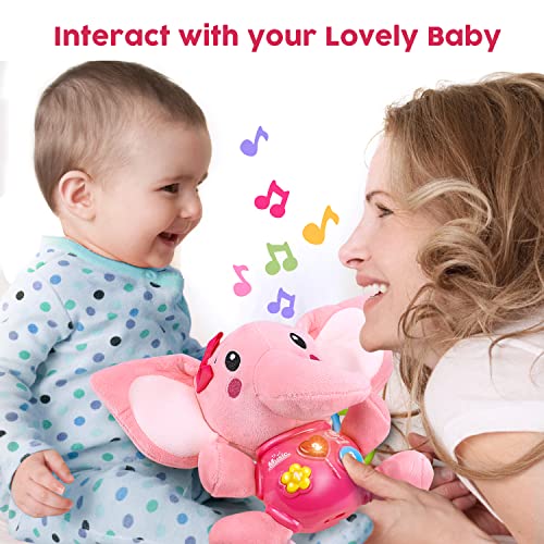 STEAM Life Plush Elephant Baby Toys - Newborn Baby Musical Toys for Baby 0 to 36 Months - Light Up Baby Toys for Infants Babies Boys Girls Toddlers Baby Gifts 0 3 6 9 12 Month Pink from STEAM Life