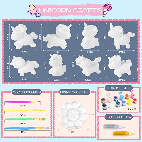 SpringFlower Unicorn Gift Toys for 3 4 5 6 7 8 Years Old Girls - Unicorn Arts and Crafts Painting kit Including 8 Cute Looking Unicorn Figures, DIY Creative Toy Gift for Kids by SpringFlower