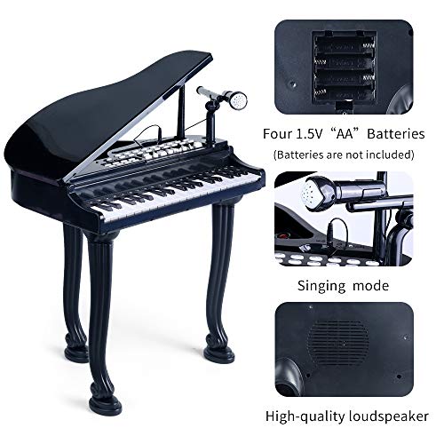 BAOLI 37 Keys Toddler Piano Toy Keyboard Black for Kids Birthday Gift 3 4 5 6 Years Old Kids with Microphone Stool Electronic Keyboard Multifunctional Toy Piano from BAOLI