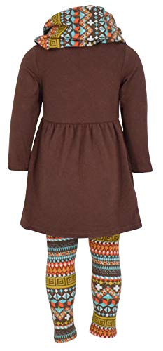 Unique Baby Girls 3 Piece Colorful Aztecan Thanksgiving Turkey Legging Set (3t/S, Brown) from 