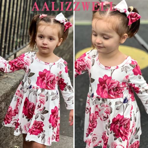 3T - 4T Little Toddler Girls Fall Outfit Floral Ruffle Tunic Pants Clothes Set Winter Clothing Red from 