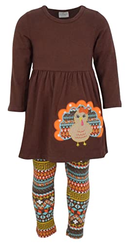 Unique Baby Girls 3 Piece Colorful Aztecan Thanksgiving Turkey Legging Set (3t/S, Brown) from 