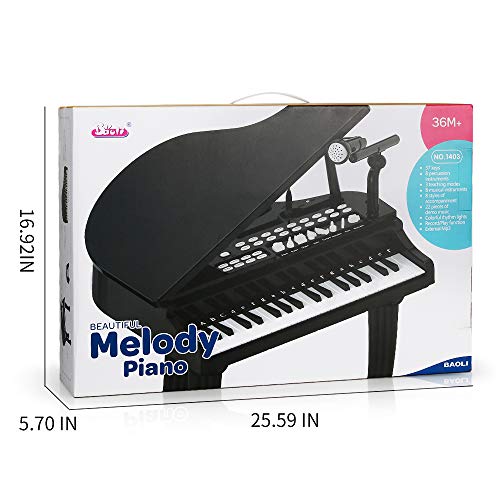 BAOLI 37 Keys Toddler Piano Toy Keyboard Black for Kids Birthday Gift 3 4 5 6 Years Old Kids with Microphone Stool Electronic Keyboard Multifunctional Toy Piano from BAOLI