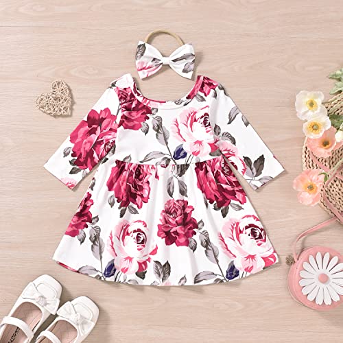 3T - 4T Little Toddler Girls Fall Outfit Floral Ruffle Tunic Pants Clothes Set Winter Clothing Red from 