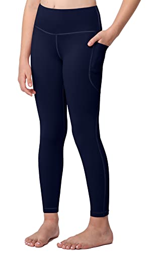 Yoga Active Leggings for Girls with 2 Pockets - Kids Workout Yoga Pants for Athletic Navy Blue from Aenlley