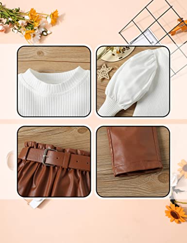 KANGKANG Toddler Fall Outfits 4t Girl Clothes Fall Toddler Girl Outfits Toddler Girl Sweatshirt Puff Sleeve Tops Pants 4-5T by 