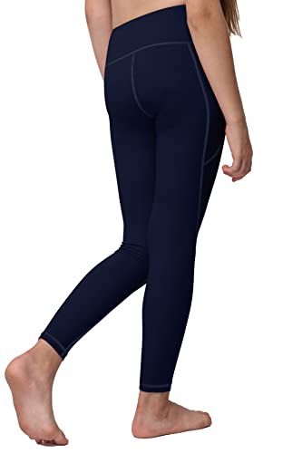 Yoga Active Leggings for Girls with 2 Pockets - Kids Workout Yoga Pants for Athletic Navy Blue from Aenlley