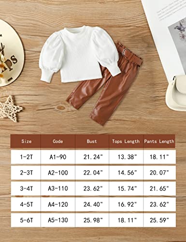 KANGKANG Toddler Fall Outfits 4t Girl Clothes Fall Toddler Girl Outfits Toddler Girl Sweatshirt Puff Sleeve Tops Pants 4-5T by 