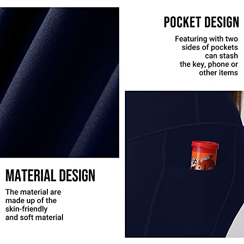 Yoga Active Leggings for Girls with 2 Pockets - Kids Workout Yoga Pants for Athletic Navy Blue from Aenlley