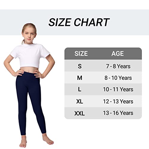Yoga Active Leggings for Girls with 2 Pockets - Kids Workout Yoga Pants for Athletic Navy Blue from Aenlley