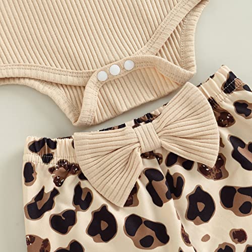 Newborn Baby Girl Clothes Infant Rib Frill Long Sleeve Romper Flared Pants Headband Set 3pcs Fall Winter Outfits (C- Beige- Mock Neck, 3-6 Months) from fhutpw