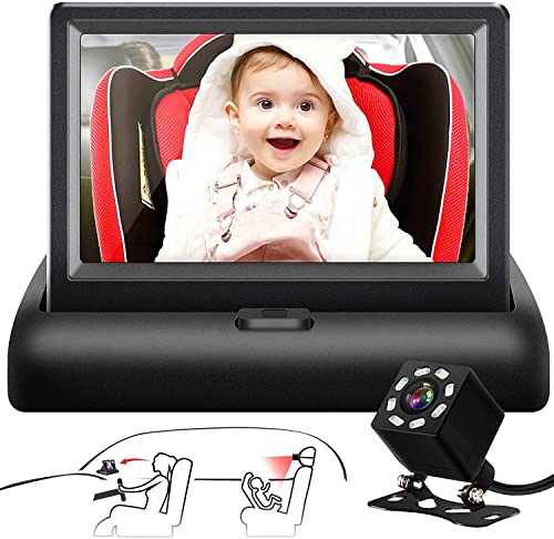 Shynerk Baby Car Mirror, 4.3'' HD Night Vision Function Car Mirror Display, Safety Car Seat Mirror Camera Monitored Mirror with Wide Crystal Clear View, Aimed at Baby, Easily Observe the Babyâs Move by Shynerk Baby