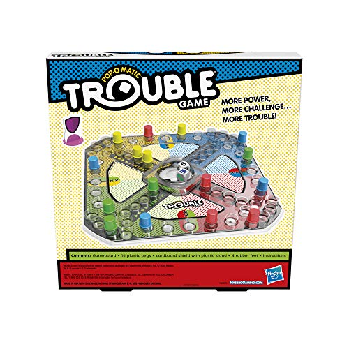 Trouble Board Game Includes Bonus Power Die and Shield, Game for Kids Ages 5 and Up, 2-4 Players (Amazon Exclusive) by Hasbro