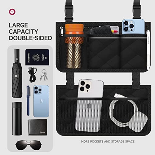 Wheelchair Accessories, Waterproof Wheelchair Bags to Hang on Side with Bright Line Black Storage Organizers for Home/Outdoor/Baby Cart (Black Side Upgraded Version) by mantian