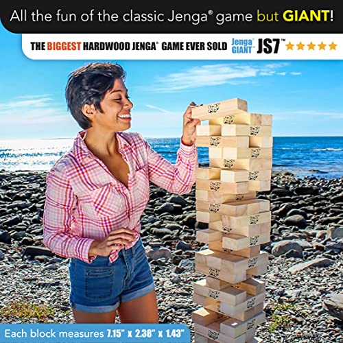 Jenga Official Giant JS7 - Jumbo Large Size Stacks to Over 5 feet, Includes Heavy-Duty Carry Bag, Premium Hardwood Blocks, Splinter Resistant, Precision-Crafted Known Trusted Brand Game by Art's Ideas (RKG Inc dba Art's Ideas)