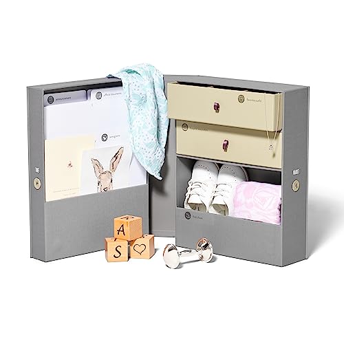 Savor | Baby All-in-One Organizer | Gray â Fabric Bound Acid-Free Newborn Keepsake and Memory Organizer with Labels for Pregnancy, Motherâs Day, Baby Shower, New Baby and Maternity Gifting by Savor
