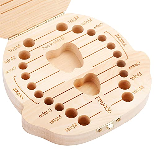 OMANI Tooth Box for Baby, First Tooth Fairy Keepsake Box, Wooden Teeth Box Tooth Saver, Teeth Storage for Lost Teeth Kids Gift (Girl) from OMANI