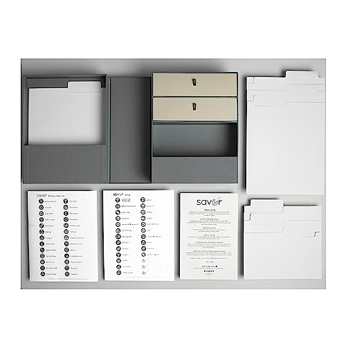 Savor | Baby All-in-One Organizer | Gray â Fabric Bound Acid-Free Newborn Keepsake and Memory Organizer with Labels for Pregnancy, Motherâs Day, Baby Shower, New Baby and Maternity Gifting by Savor