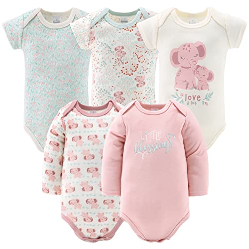 The Peanutshell Newborn Clothes & Accessories Set | 30 Piece Layette Gift Set | Fits Newborn to 3 Months | Pink Elephant & Floral by Farallon Brands