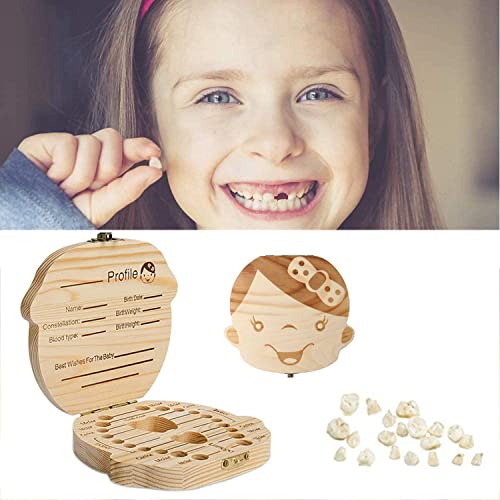 OMANI Tooth Box for Baby, First Tooth Fairy Keepsake Box, Wooden Teeth Box Tooth Saver, Teeth Storage for Lost Teeth Kids Gift (Girl) from OMANI