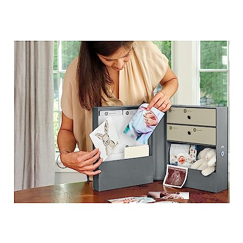 Savor | Baby All-in-One Organizer | Gray â Fabric Bound Acid-Free Newborn Keepsake and Memory Organizer with Labels for Pregnancy, Motherâs Day, Baby Shower, New Baby and Maternity Gifting by Savor