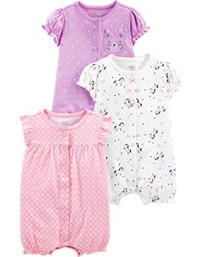 Simple Joys by Carter's Girls' 3-Pack Snap-up Rompers, owl/Unicorn/kitty, 18 Months by Carter's Simple Joys - Private Label