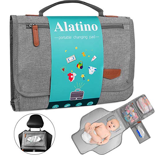 Portable Diaper Changing Pad for Baby, Detachable Travel Changing Pad with Baby Wipes Pocket, Gifts for Baby Shower, Newborn Girls and Boys by Alatino