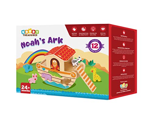woody treasures Wooden Toys - Noah's Ark Toy (Educational & Development Toys, Great Gift for Girls and Boys) by Clever Child