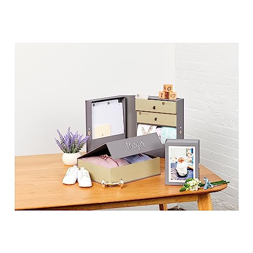 Savor | Baby All-in-One Organizer | Gray â Fabric Bound Acid-Free Newborn Keepsake and Memory Organizer with Labels for Pregnancy, Motherâs Day, Baby Shower, New Baby and Maternity Gifting by Savor
